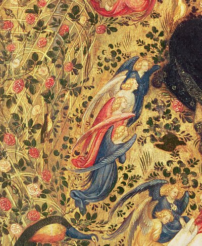 Madonna met een rozenstruik (detail) door Stefano di Giovanni da Verona